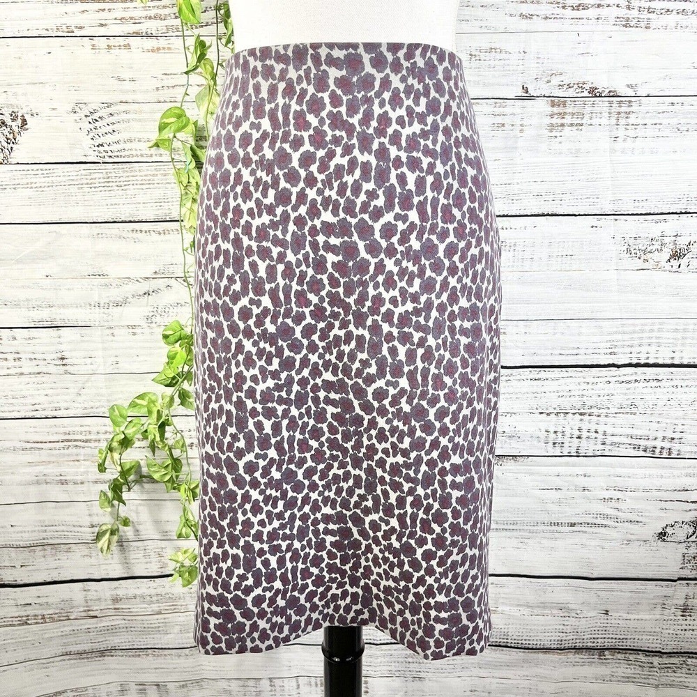Talbots Skirt size 10 Purple Gray Leopard Cheetah Pencil Ponte Knit Career Suit